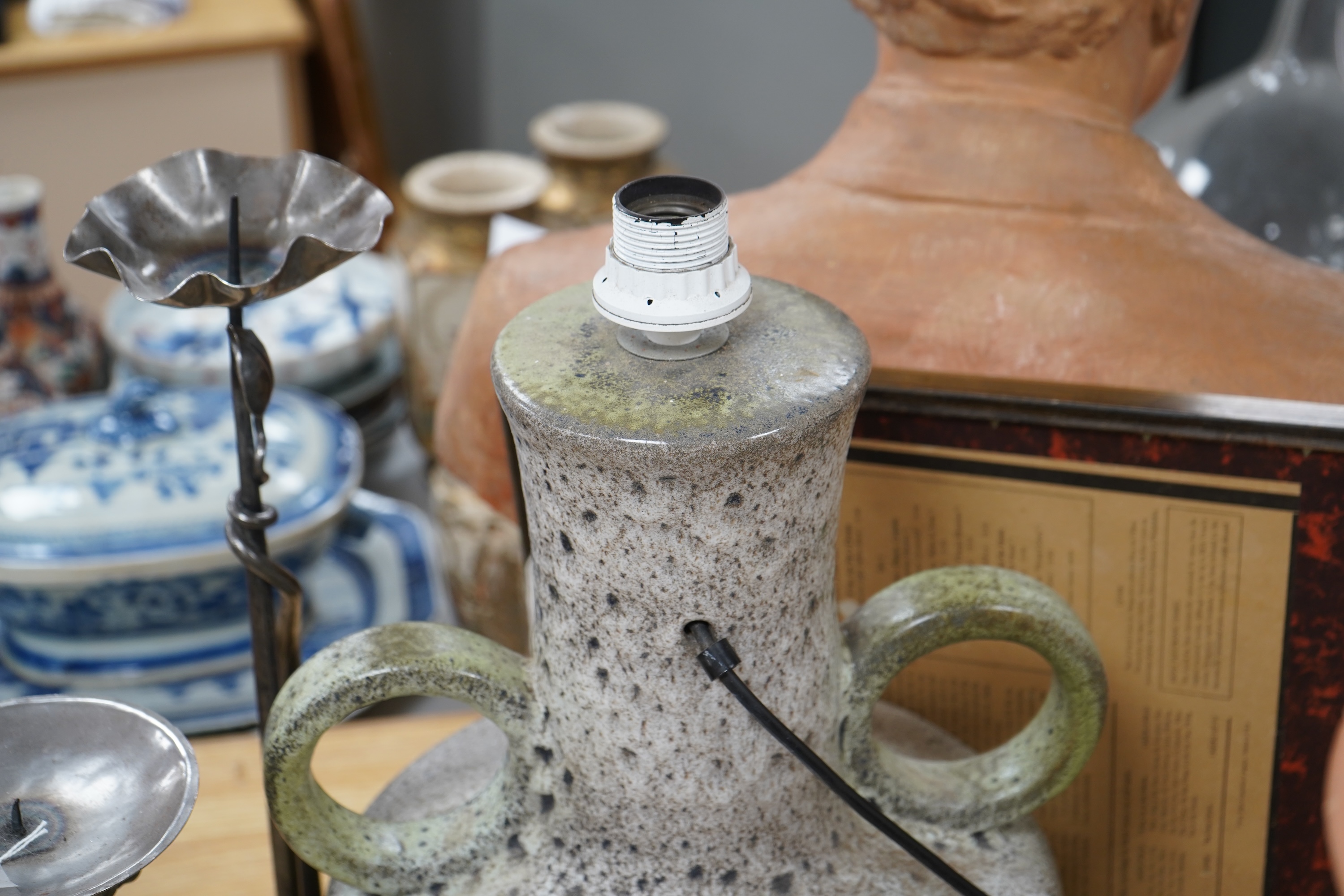A 1970’s West German pottery floor lamp, 46cm